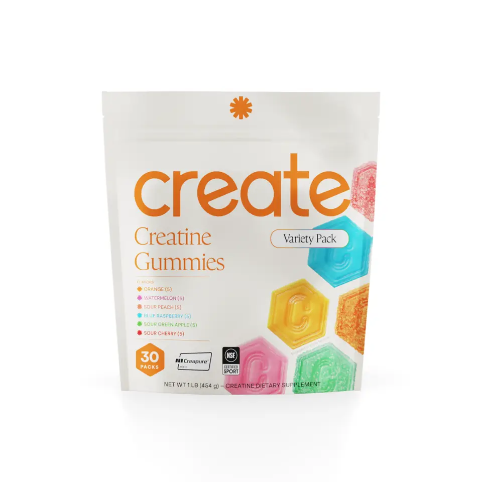 Create creatine gummies variety pouch with multiple flavors